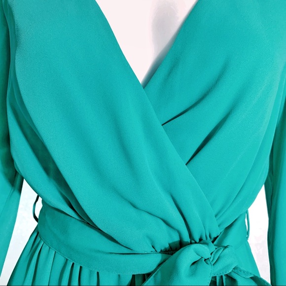 Arden B. Teal Dress w/ Triangle Cutout on Back - Picture 2 of 16